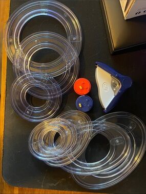 Cricut Clear Plastic Cutting Mat Rings with Blue and Red Accessories